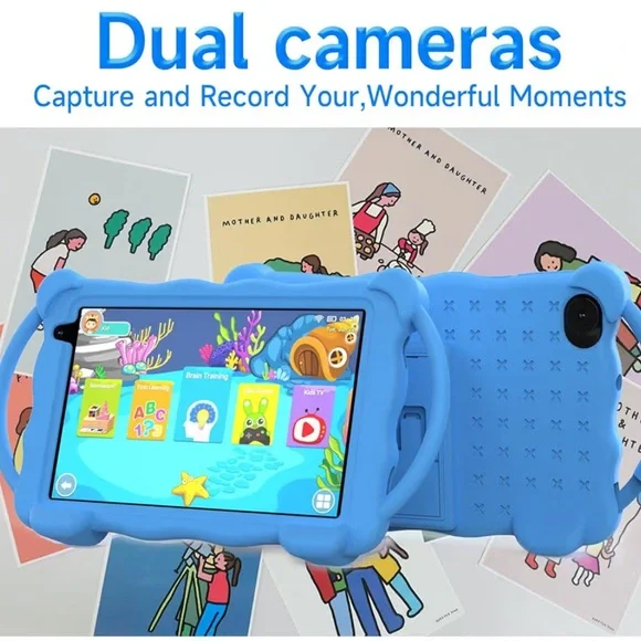 Android 14 Tablet with Blue Protective Case